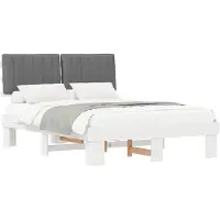 vidaXL Bettgestell mit gepolstertem Kopfteil Hellgrau 135 x 190 cm