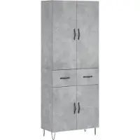 vidaXL Highboard Betongrau 69,5x34x180 cm Holzwerkstoff