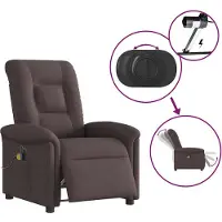 vidaXL Massagesessel Elektrisch Dunkelbraun Stoff