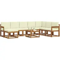 vidaXL Outdoor-Sofagarnitur 9 stk. Natur und Creme