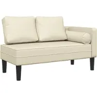 vidaXL Chaiselongue mit Kissen Creme Kunstleder