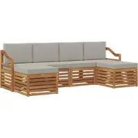 vidaXL Outdoor-Sofagarnitur 6 Stk. Natürlich und Hellgrau