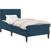 vidaXL Bettgestell mit Matratze mit Kopfteil Blau 90 x 200 cm Samt