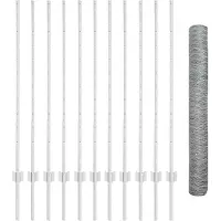 vidaXL Sechseckzaun mit Pfosten 25 x 1,2 m Verzinkter Stahl Silber