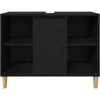 vidaXL Badezimmermöbel-Set mit Speicher 3 pcs Schwarz Holzwerkstoff