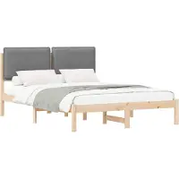 vidaXL Bettgestell mit gepolstertem Kopfteil Hellgrau 120 x 190 cm
