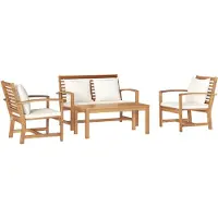 vidaXL Gartensofa-set 4 stk. Natur Massives Teakholz