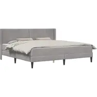 vidaXL Bettgestell mit Matratze Hellgrau 200 x 200 cm Samt
