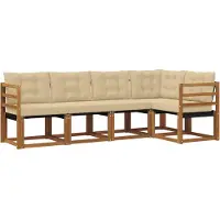 vidaXL Outdoor-Sofagarnitur 5 Stk. Natur und Beige