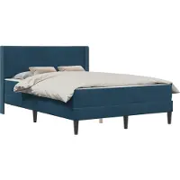 vidaXL Bettgestell mit Matratze mit Kopfteil Blau 160 x 200 cm Samt