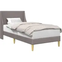 vidaXL Bettrahmen Uni mit Kopfteil Taupe 90 x 200 cm Stoff