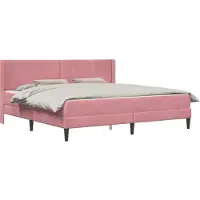 vidaXL Bettgestell mit Matratze mit Kopfteil Rosa 180 x 200 cm Samt