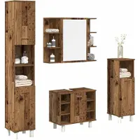 vidaXL 4-tlg. Badmöbel-Set Altholz-Optik Holzwerkstoff