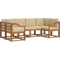 vidaXL Outdoor-Sofagarnitur 6 stk. Natur und Beige