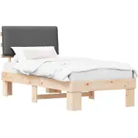 vidaXL Bettgestell mit gepolstertem Kopfteil Dunkelgrau 90 x 200 cm