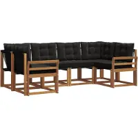 vidaXL Outdoor-Sofagarnitur mit Kissen 6 pcs Natürlich und Schwarz