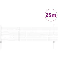 vidaXL Euro-Zaun mit Pfosten 25 x 0,6 m Verzinkter Stahl Silber Netz