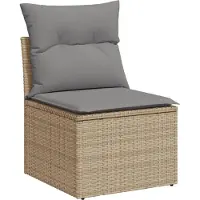 vidaXL 3-tlg. Garten-Sofagarnitur mit Kissen Beige Poly Rattan