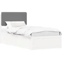 vidaXL Bettgestell mit gepolstertem Kopfteil Hellgrau 100 x 200 cm