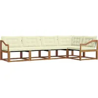 vidaXL Outdoor-Sofagarnitur mit Kissen 5 pcs Natur und Creme