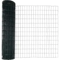 vidaXL Bodenmontierter Euro-Zaun 25 x 1 m PVC-beschichteter Stahl Grün