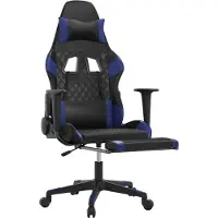 vidaXL Gaming-Stuhl mit Fußstütze Schwarz und Blau Kunstleder