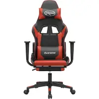 vidaXL Gaming-Stuhl mit Fußstütze Schwarz und Rot Kunstleder