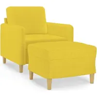 vidaXL Sessel mit Hocker Hellgelb 60 cm Stoff