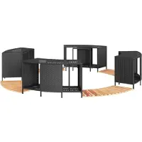 vidaXL Whirlpool-Umrandung Schwarz Poly-Rattan und Massivholz Akazie