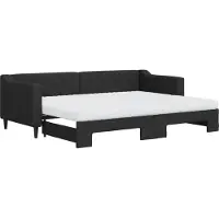 vidaXL Tagesbett Ausziehbar mit Matratzen Schwarz 80x200 cm Stoff