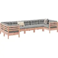 vidaXL 7-tlg. Garten-Sofagarnitur mit Kissen Massivholz Douglasie