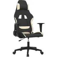 vidaXL Gaming-Stuhl mit Massagefunktion Schwarz und Creme Stoff