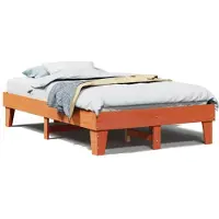 vidaXL Massivholzbett ohne Matratze Wachsbraun 135x190 cm Kiefernholz