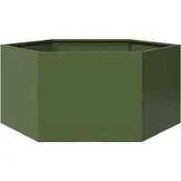 vidaXL Pflanzkübel Olivgrün Sechseckig 104x90x45 Stahl