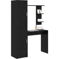 vidaXL Schreibtisch mit Regal mit Speicher 2 Stk. Schwarz Eichen-Optik