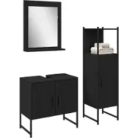 vidaXL Badezimmermöbel-Set mit Regal 3 pcs Schwarz Holzwerkstoff