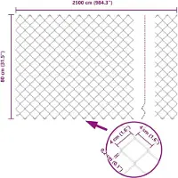 vidaXL Maschendrahtzaun mit Pfosten 25 x 0,8 m Verzinkter Stahl Silber