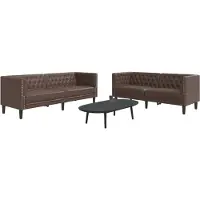 vidaXL 2-tlg. Chesterfield-Sofa-Set Braun Kunstleder