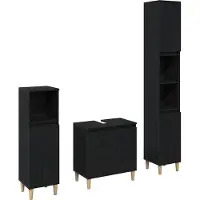 vidaXL Badezimmermöbel-Set Wandmontiert 3 pcs Schwarz Eichen-Optik