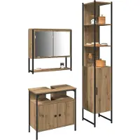 vidaXL Badezimmermöbel-Set 3 Stk. Artisan-Eiche 33 x 33 x 185,5 cm