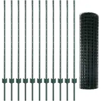 vidaXL Euro-Zaun mit Pfosten 25 x 1,2 m PVC-beschichteter Stahl Grün