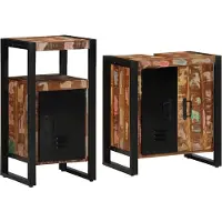 vidaXL Badezimmermöbel-Set mit Regal 2 pcs Massives upgecyceltes Holz