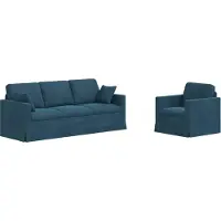 vidaXL Sofa Set 2 Stk. Blau Samt