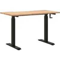 vidaXL Schreibtisch Schwarz und Natur 120 x 60 cm Massivholz Eiche