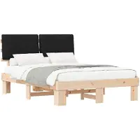vidaXL Bettgestell mit gepolstertem Kopfteil Schwarz 140 x 190 cm