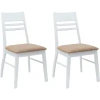 vidaXL Esszimmerstühle 2 Stk. Massives Gummiholz Weiß 43 x 54 x 89 cm