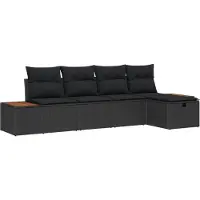 vidaXL Gartensofa-set mit Kissen 5 pcs Schwarz Poly-Rattan