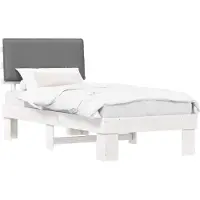 vidaXL Bettgestell mit gepolstertem Kopfteil Hellgrau 75 x 190 cm