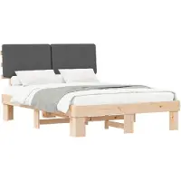 vidaXL Bettgestell mit gepolstertem Kopfteil Dunkelgrau 150 x 200 cm