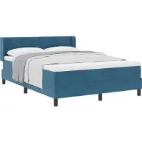 vidaXL Boxspringbett mit Kopfteil Dunkelblau 190 x 140 cm Samt